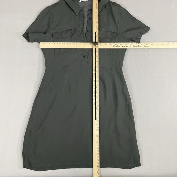 Mittoshop Button Detail Midi Shirt Dress Women's M Grey Short Sleeve Collared - Picture 14 of 14